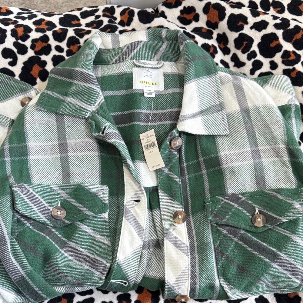 Green and White Plaid Jacket by Aerie